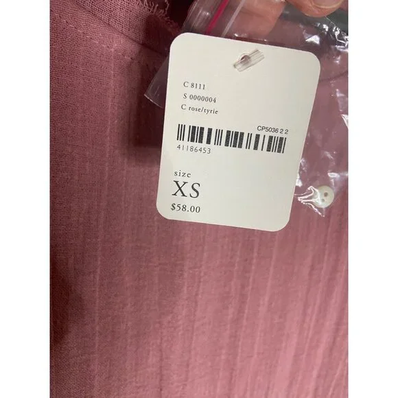 NWT Free People Long Sleeve Flowy Gauzy Pink Blouse-sz XS - Picture 7 of 9